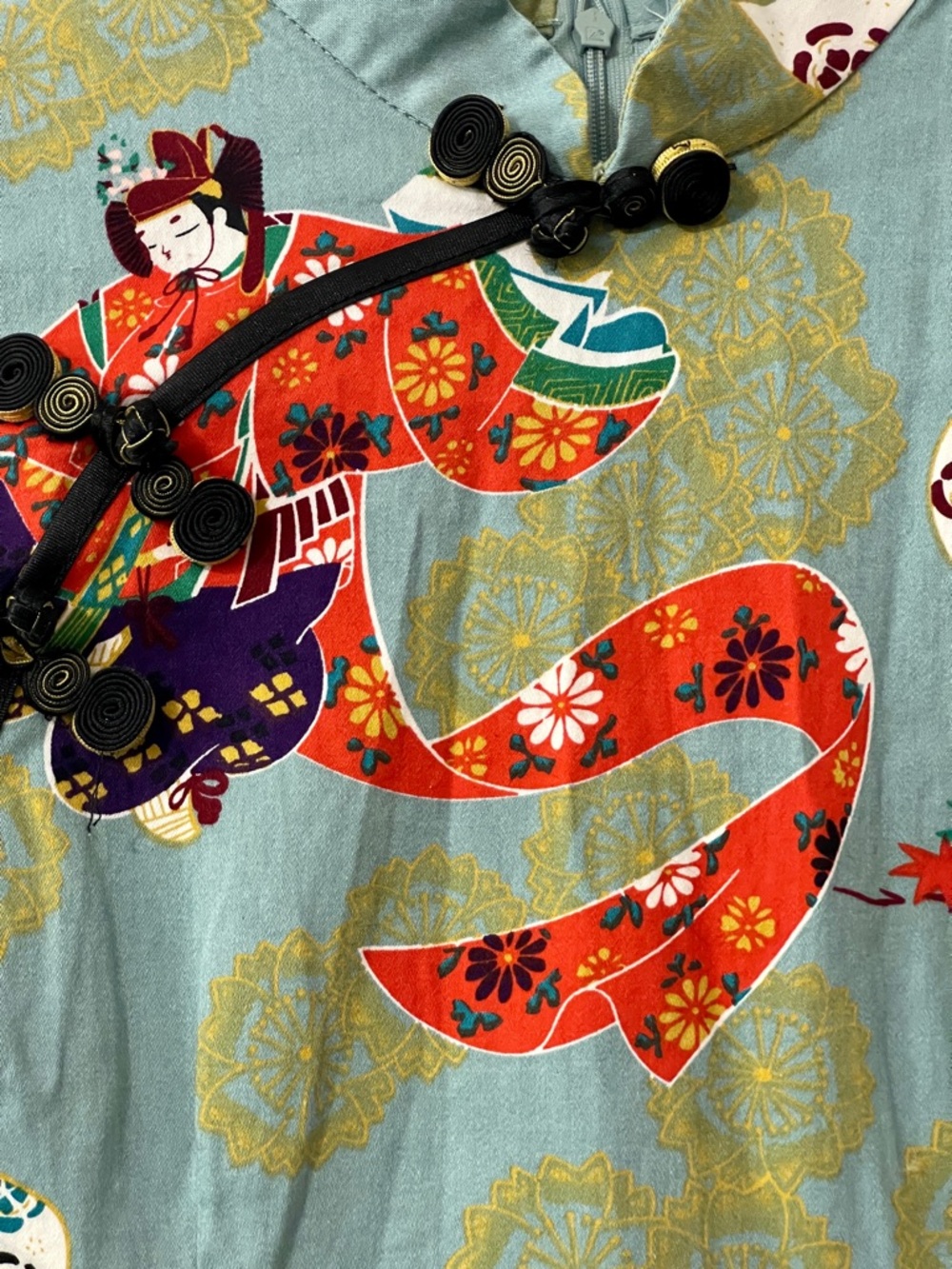 Cheongsam “Geisha” Mini Dress | Multicolor | Size Small - Picture 4 of 4